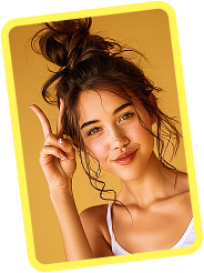 a custom female profile picure with yellow background