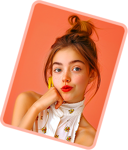 a custom female profile picture with orange color background